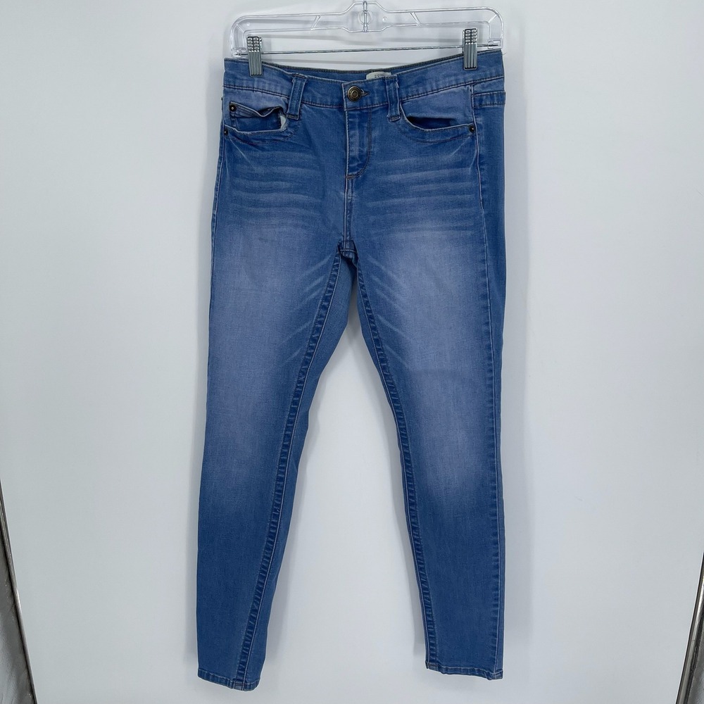 Mudd Women's Blue Whiskered Skinny Fit Stretch School Denim Jeans Size 7 Juniors